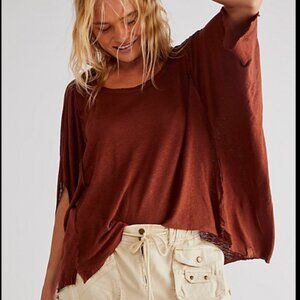 Free People Care FP Meet Me Halfway Tee Black Small